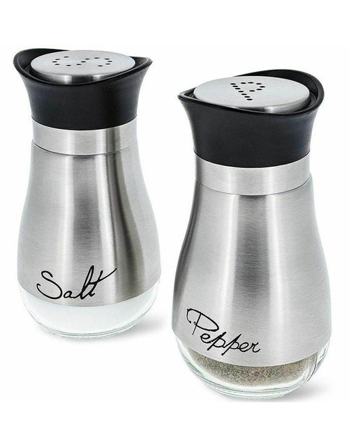 Load image into Gallery viewer, Salt and Pepper Shakers Stainless Steel Glass Set BPA Free, 4oz
