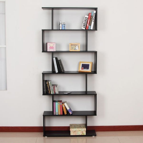 Load image into Gallery viewer, HOMCOM Wooden S Shape Bookcase 6 Shelves Storage Display Home Office
