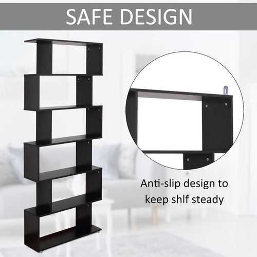 Load image into Gallery viewer, HOMCOM Wooden S Shape Bookcase 6 Shelves Storage Display Home Office
