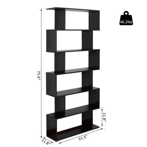 Load image into Gallery viewer, HOMCOM Wooden S Shape Bookcase 6 Shelves Storage Display Home Office
